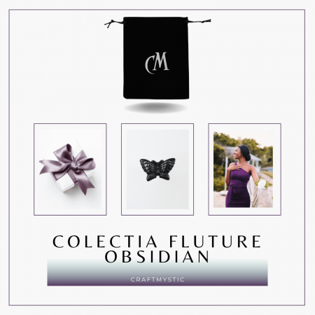 Figurina Fluture din Obsidian Natural, 5 cm - Protecție Energetica si Transformare Spirituala [6]