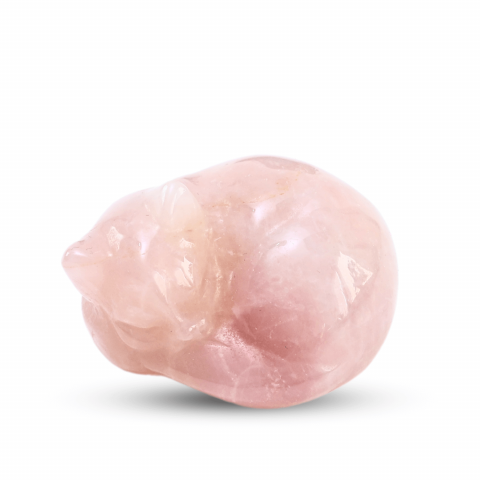 Figurina Pisicuta Adormita 4 cm din Cuart Roz - Iubire si Liniste [7]