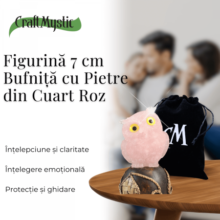 Figurina Bufnita din Cuart Roz – Simbol al Iubirii si Armoniei [4]