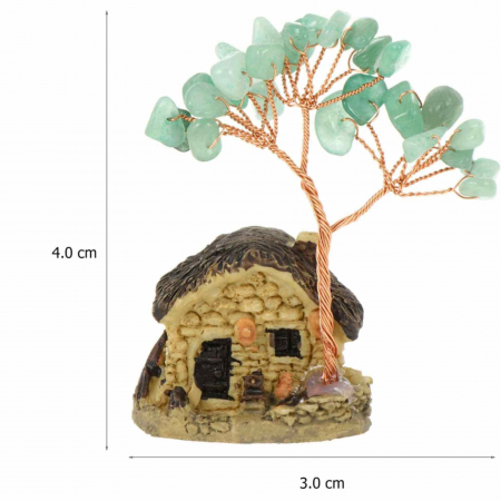 Figurina casuta cu ramuri din cristale naturale Aventurin Verde - Decoratiune interior sau exterior, pentru casa, birou, acvariu [1]
