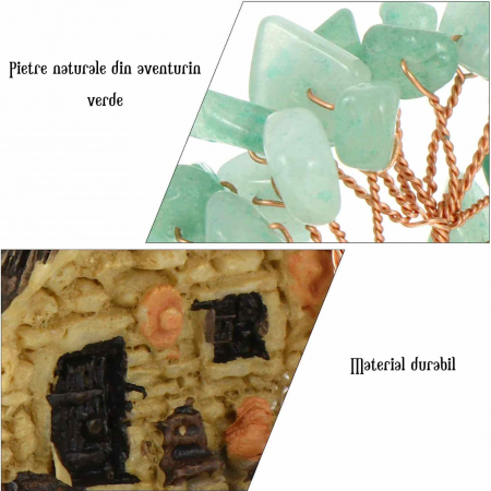 Figurina casuta cu ramuri din cristale naturale Aventurin Verde - Decoratiune interior sau exterior, pentru casa, birou, acvariu [3]