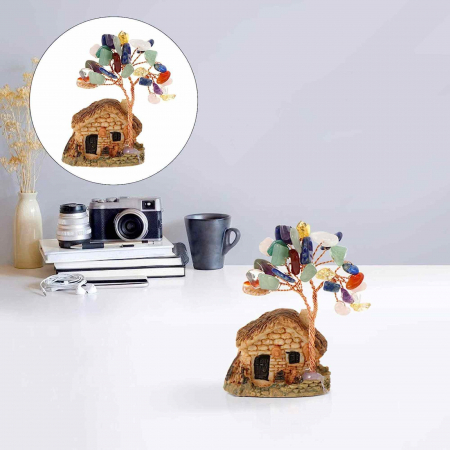 Figurina casuta cu ramuri din cristale naturale 7 chakra - Decoratiune interior sau exterior, pentru casa, birou, acvariu [4]