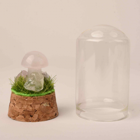 Figurina din piatra naturala semipretioasa in forma de ciuperca in mini terrarium 5 cm din sticla [1]