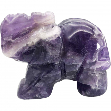 Ornamente cristale semipretioase - Figurina elefant din piatra semi-pretioasa sculptata manual - Statuie din cristale vindecatoare Reiki de buzunar pentru meditatie, pace