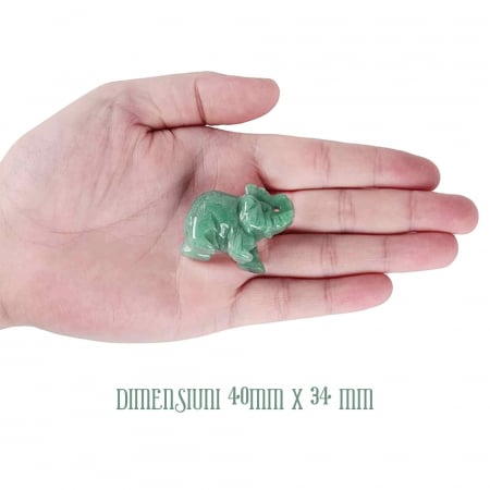 Figurina elefant din piatra semi-pretioasa sculptata manual - Statuie din cristale vindecatoare Reiki de buzunar pentru meditatie, pace [1]