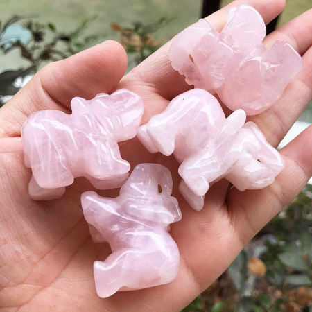 Figurina elefant din piatra semi-pretioasa sculptata manual - Statuie din cristale vindecatoare Reiki de buzunar pentru meditatie, pace [4]