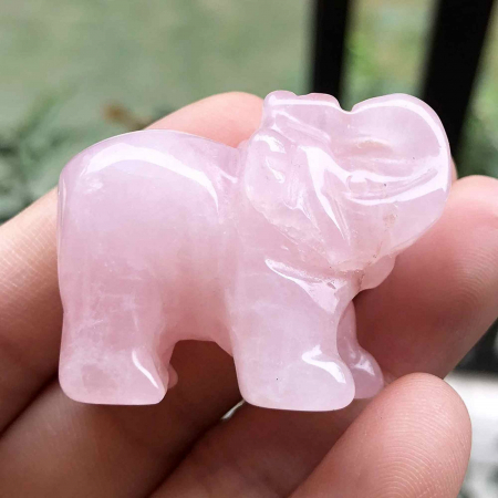 Figurina elefant din piatra semi-pretioasa sculptata manual - Statuie din cristale vindecatoare Reiki de buzunar pentru meditatie, pace [1]