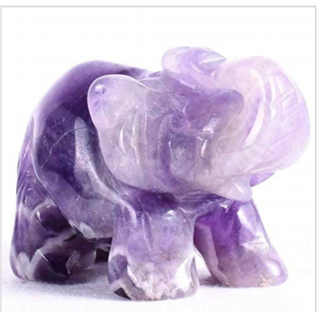 Figurina elefant din piatra semi-pretioasa sculptata manual - Statuie din cristale vindecatoare Reiki de buzunar pentru meditatie, pace [1]