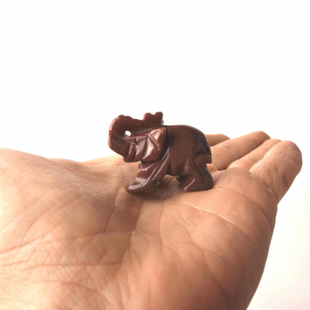 Figurina elefant din piatra semi-pretioasa sculptata manual - Statuie din cristale vindecatoare Reiki de buzunar pentru meditatie, pace [1]