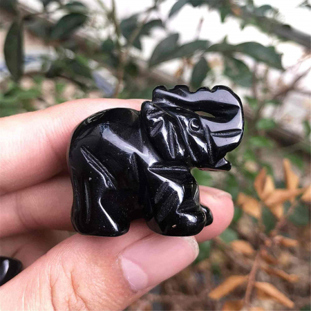 Figurina elefant din piatra semi-pretioasa sculptata manual - Statuie din cristale vindecatoare Reiki de buzunar pentru meditatie, pace [3]