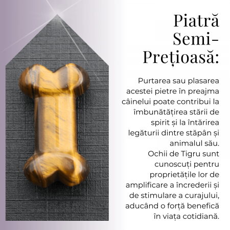 Figurina in Forma de Os din Cristale Naturale - Ametist, Ochi de Tigru, Obsidian si Cuart Roz, 30mm [5]