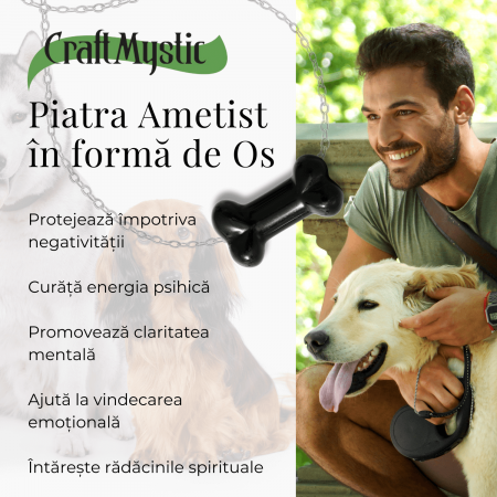Figurina in Forma de Os din Cristale Naturale - Ametist, Ochi de Tigru, Obsidian si Cuart Roz, 30mm [23]