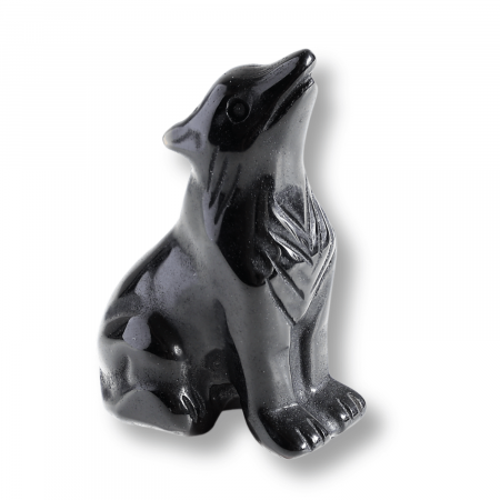 Figurina Lup din Obsidian Natural, 5 cm - Protector Energetic si Sprijin în Transformare