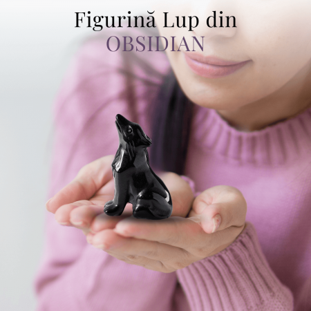 Figurina Lup din Obsidian Natural, 5 cm - Protector Energetic si Sprijin în Transformare [2]