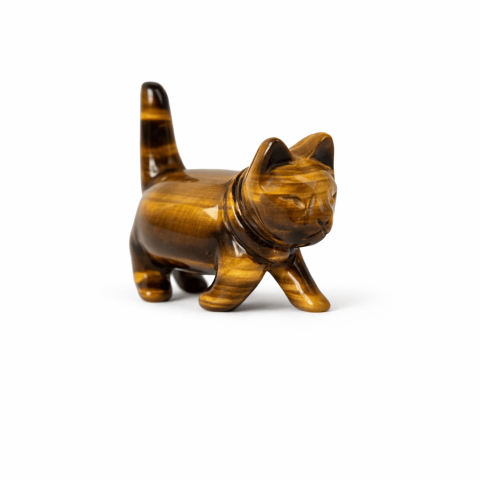 Cristale pe beneficii - Figurina Pisica din Ochi de Tigru – Curaj, Protectie si Claritate Interioara