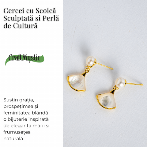 Gratie si prospetime – Cercei cu scoica sculptata si perla de cultura [3]
