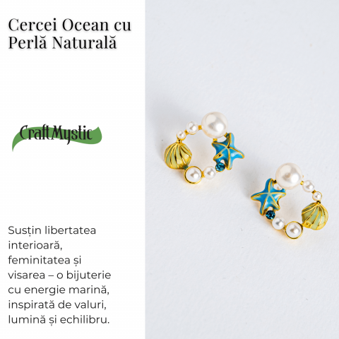 Spirit liber – Cercei Ocean cu perla naturala si detalii marine [3]