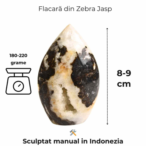 Flacara echilibrului – Zebra Jasp Indonezian pentru Claritate si Stabilitate 8-9 cm [1]