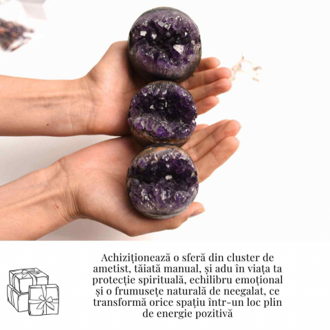 Sfera Cluster Ametist 6-8 cm - Energie Pozitiva si Relaxare [4]