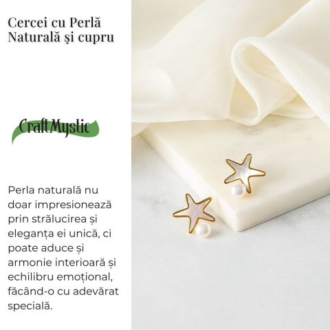 Eleganta si Stralucire – Cercei Stea din Cupru cu Perla Naturala [2]