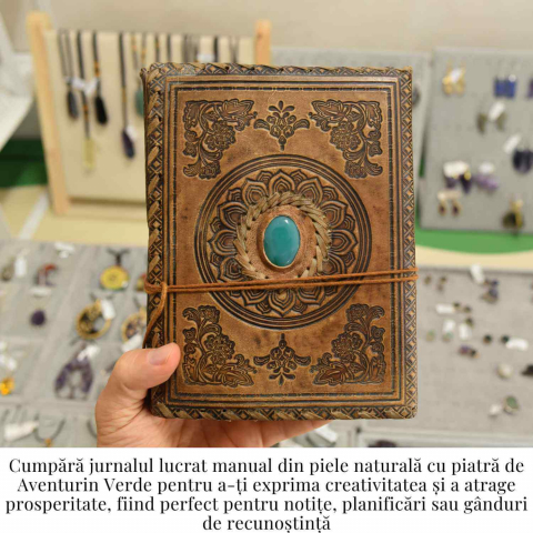 Jurnal piele naturala cu aventurin verde – Creativitate si energie pozitiva [3]