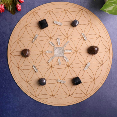 Grila de Cristale din MDF cu Simbolul Florii Vietii - 30 cm [3]