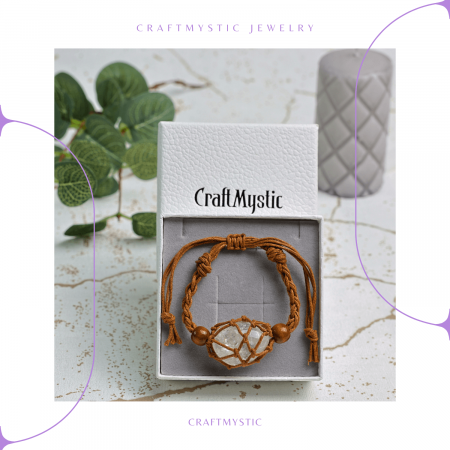 Bratara Reglabila din Sfoara maro Cerata cu Cosulet pentru Pietre si Cristale [3]