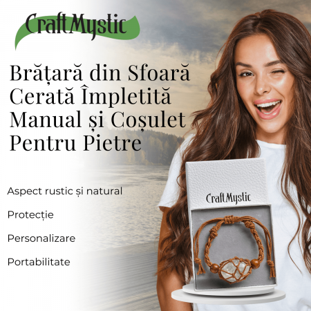 Bratara Reglabila din Sfoara maro Cerata cu Cosulet pentru Pietre si Cristale [6]