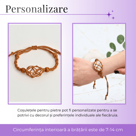 Bratara Reglabila din Sfoara maro Cerata cu Cosulet pentru Pietre si Cristale [1]