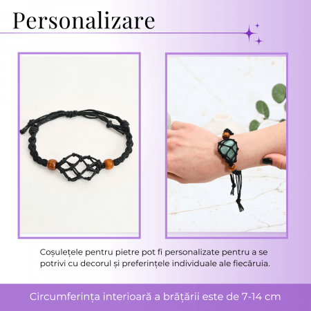 Bratara Reglabila din Sfoara Cerata Neagra cu Cosulet pentru Pietre si Cristale Semipretioase [1]