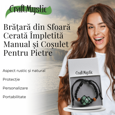 Bratara Reglabila din Sfoara Cerata Neagra cu Cosulet pentru Pietre si Cristale Semipretioase [5]