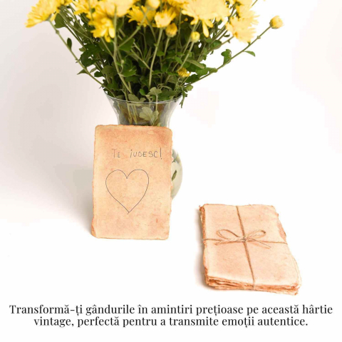 Hartie de bumbac galbena vintage 15x10 cm – Perfecta pentru arta si scris [2]