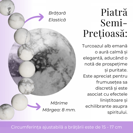 Bratara cu margele 8mm din pietre semipretioase naturale din turcoaz - Aduce echilibru [7]