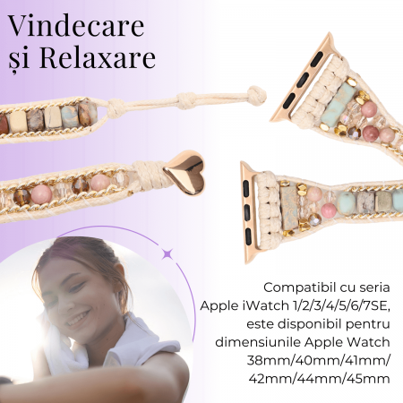 Bratara Boho cu Margele si Pietre Naturale, Compatibila Cureaua Apple Watch [6]