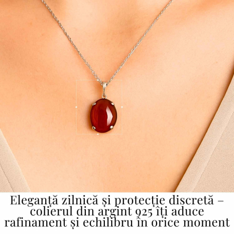 Vitalitate si Curaj Zilnic – Colier Oval cu Carneol si Argint 925 [1]