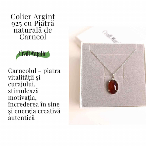 Vitalitate si Curaj Zilnic – Colier Oval cu Carneol si Argint 925 [2]
