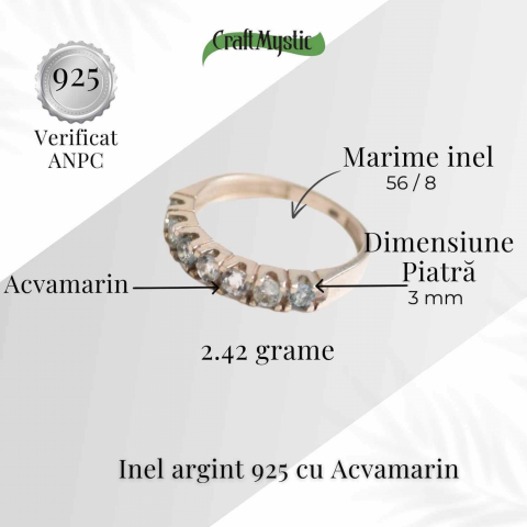 Inel Argint 925 cu Acvamarin fatetat– Claritate Mentala si Calm Interior [3]