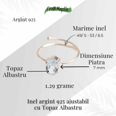Inel din Argint 925 cu Topaz Albastru – Claritate Mentala si Expresie Autentica [3]