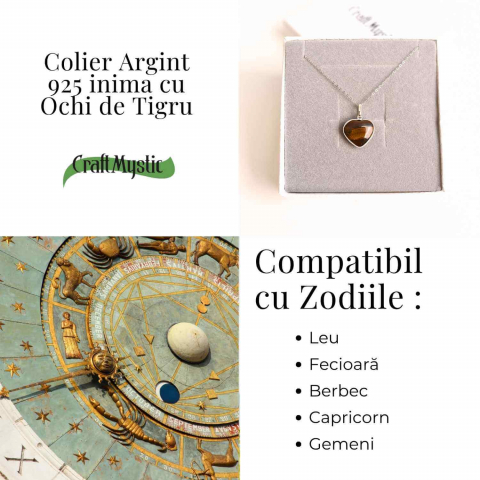 Curaj si Protectie Zilnica – Colier Inima din Argint 925 cu Ochi de Tigru [3]