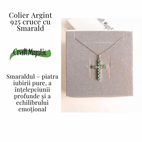 Rafinament Natural si Echilibru Emotional – Colier Cruce cu Smarald si Argint 925 [2]