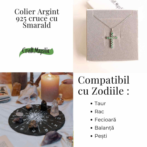 Rafinament Natural si Echilibru Emotional – Colier Cruce cu Smarald si Argint 925 [3]