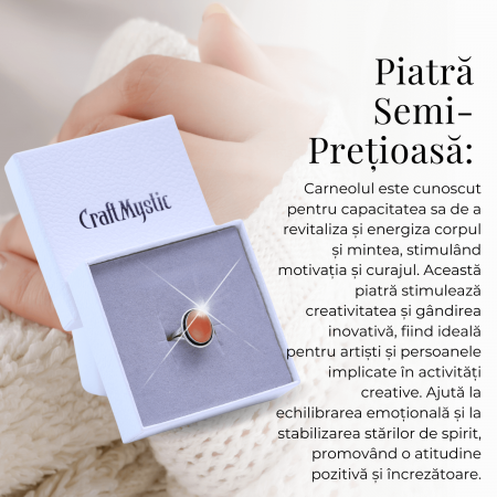 Inel Ajustabil Argintiu cu Carneol Natural, pentru energie si creativitate [7]
