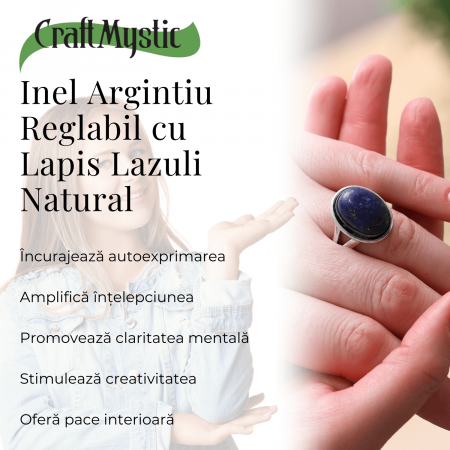 Inel Reglabil Metal Argintiu cu Piatra Naturala Lapis Lazuli [1]