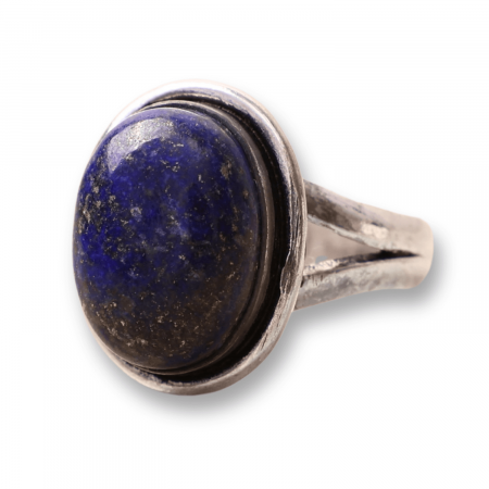 Inele - Inel Reglabil Metal Argintiu cu Piatra Naturala Lapis Lazuli