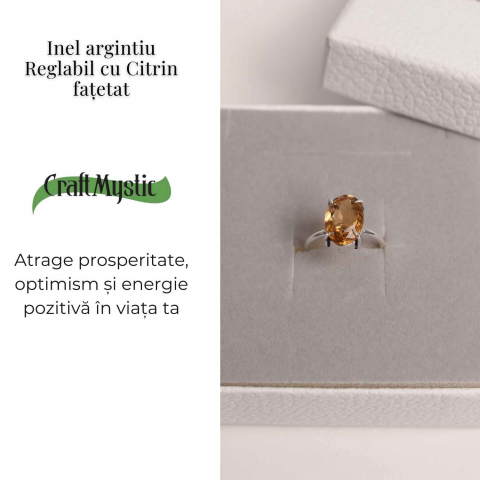 Inel Reglabil cu Citrin Natural Fatetat pentru Energie Pozitiva [3]