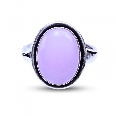 Taur - Inel Ajustabil Argintiu cu Cuart Roz natural oval, pentru iubire si armonie