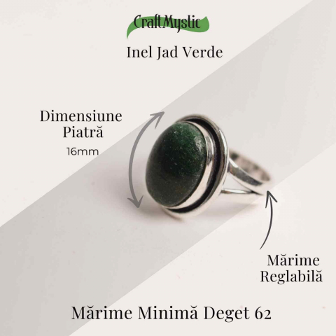 Inel Ajustabil Argintiu cu Jad Verde – Echilibru si protectie energetica [4]