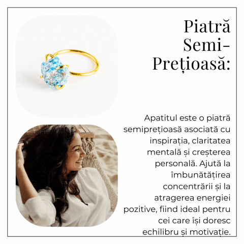 Inel Ajustabil Auriu cu Apatit Brut – Energie Pozitiva, Claritate Mentala si Creativitate [5]