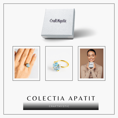 Inel Ajustabil Auriu cu Apatit Brut – Energie Pozitiva, Claritate Mentala si Creativitate [7]
