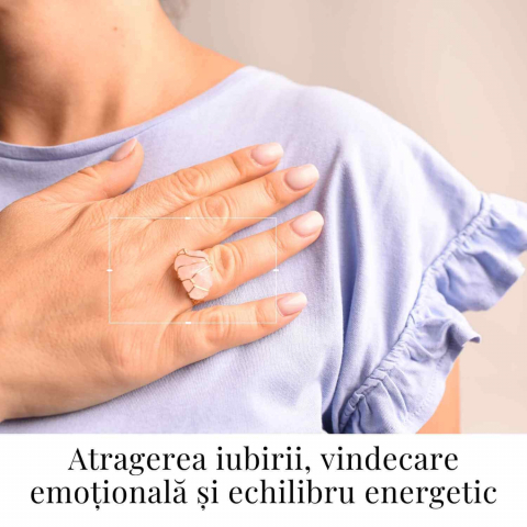 Inel Ajustabil Cuart Roz Brut forma neregulata- Vindecare Emotionala si Iubire [1]